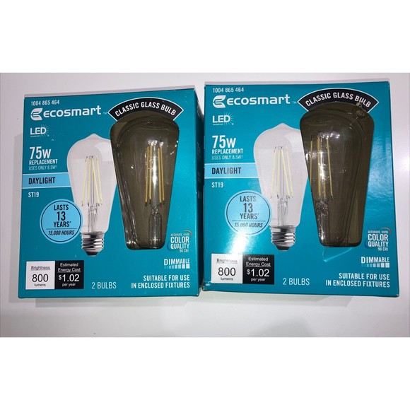 75-Watt Equivalent ST19 Antique Edison Dimmable  Vintage Daylight 4 Bulbs 💡 - Picture 1 of 11
